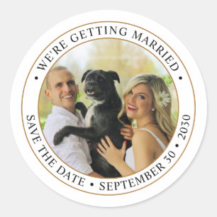 Adesivo Redondo Fotos Personalizadas de Casamento Salve a Data