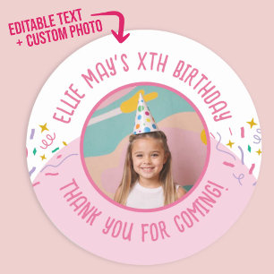 Adesivo Redondo Fotos Personalizadas de Qualquer Idade Obrigado An