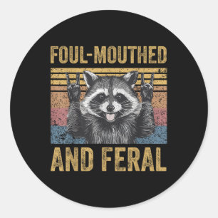 Adesivo Redondo Foul Mouthand E Feral Raccoon Feral Summer Meme V