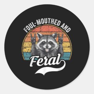 Adesivo Redondo Foul Moutht E Feral Raccoon Meme Piada