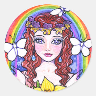 Adesivo Redondo Fower Fairy Rainbow Stickers por Ann Howard