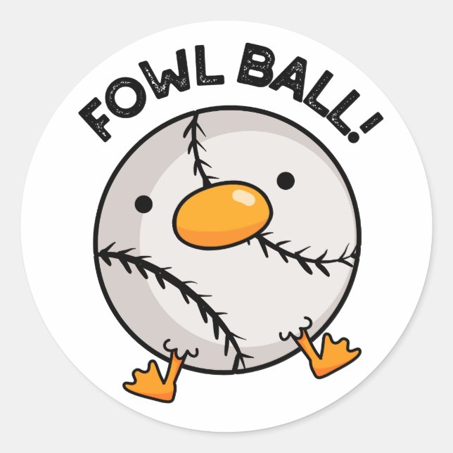 Adesivo Redondo Fowl Ball Funny Sports Pun (Frente)