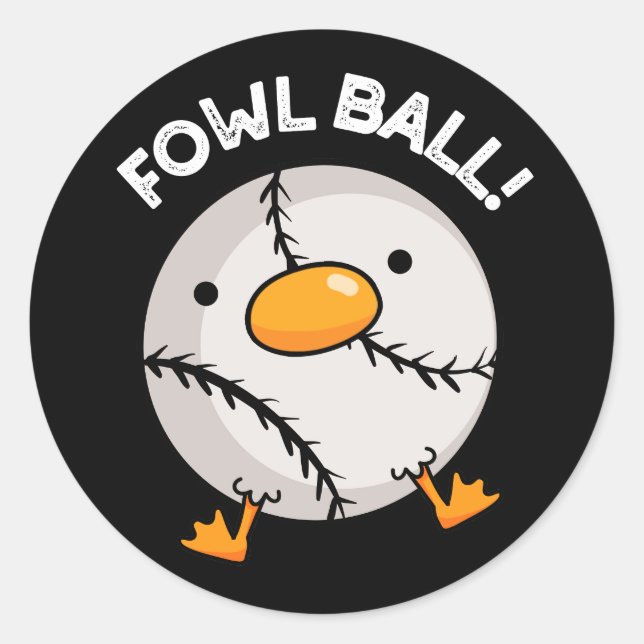Adesivo Redondo Fowl Ball Funny Sports Pun Dark BG (Frente)