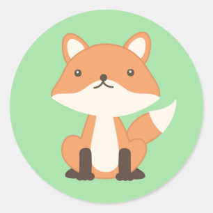 Adesivo Redondo Fox animal da floresta da floresta bonito