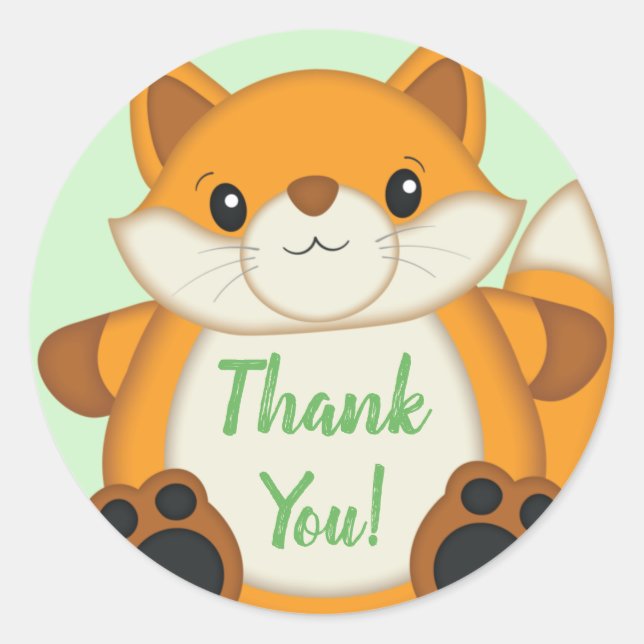 Adesivo Redondo Fox Chá de fraldas Verde (Frente)