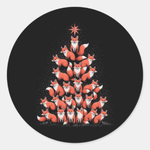 Adesivo Redondo Fox Christmas Tree Fox Xmas Tree Women &amp; Boys