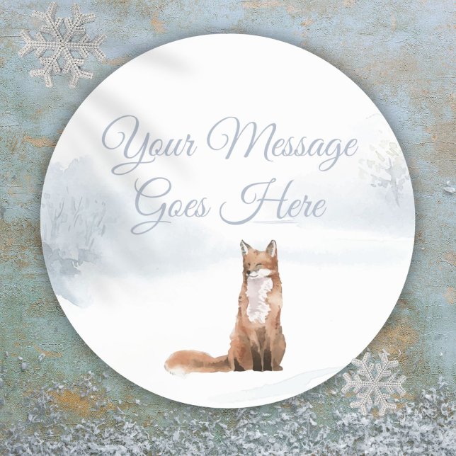 Adesivo Redondo Fox da Cena de Madeira de inverno (Winter Woodland Scene Fox Classic Round Sticker)