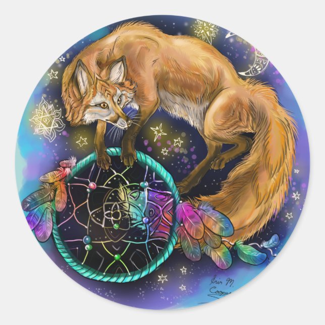 Adesivo Redondo Fox do DreamCatcher (Frente)