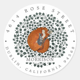 Adesivo Redondo Fox & Hare Woodland | Rótulo de Endereço de Devolu