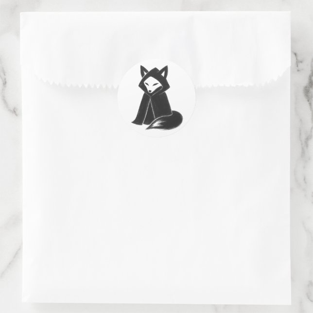 Adesivo Redondo Fox in Cloak – Mysterious Animal on  (Bolsa)