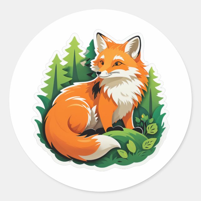Adesivo Redondo Fox in Forest Sticker (Frente)