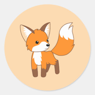 Adesivo Redondo Fox pequeno bonito no creme