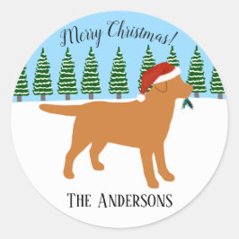 Adesivo Redondo Fox Red Labrador Santa Hat