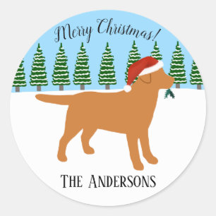 Adesivo Redondo Fox Red Labrador Santa Hat