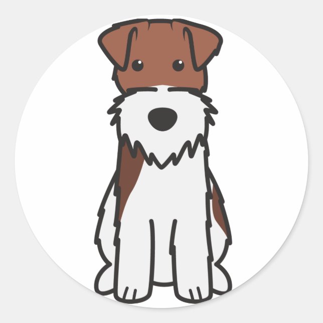 Adesivo Redondo Fox Terrier Dog Cartoon (Frente)