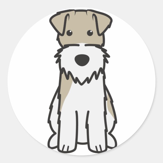Adesivo Redondo Fox Terrier Dog Cartoon (Frente)