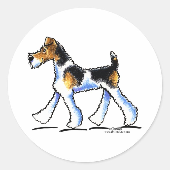 Adesivo Redondo Fox Terrier Trot (Frente)