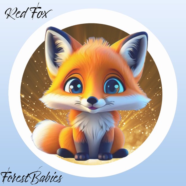 Adesivo Redondo Fox Vermelha 🦊 Boca-Cola Cura (🦊 Red Fox, ForestBabies Classic Round Sticker)