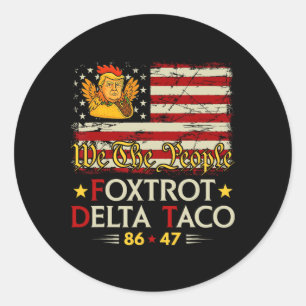 Adesivo Redondo Foxtrot Delta Taco 8647 Vamos Go Taco Us Flag