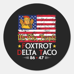 Adesivo Redondo Foxtrot Delta Taco 8647 Vamos Go Taco Us Flag