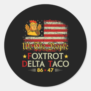 Adesivo Redondo Foxtrot Delta Taco 8647 Vamos Go Taco Us Flag