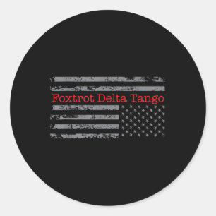 Adesivo Redondo Foxtrot Delta Tango Flag Vintage em sentido ascend