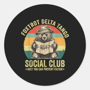 Adesivo Redondo Foxtrot Delta Tango Social Club Proteja Nossa Naçã
