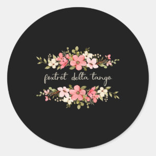 Adesivo Redondo Foxtrot Tango Delta Women Floral Groovy Vintage Re