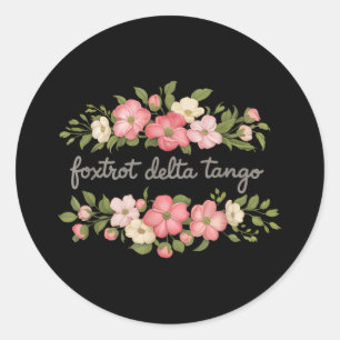 Adesivo Redondo Foxtrot Tango Delta Women Floral Groovy Vintage Re