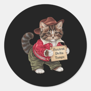 Adesivo Redondo Foxtrots Delta Tangos Resiste Cat National Forest
