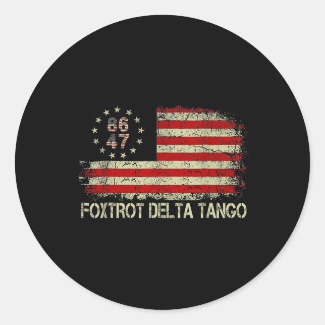 Adesivo Redondo Foxtrots Deltas Tangos 86 47 Bandeira Americana (Frente)