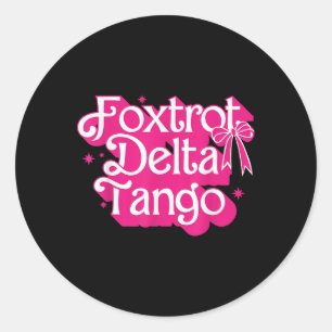 Adesivo Redondo Foxtrots Deltas Tangos Arco de coquetes cor-de-ros