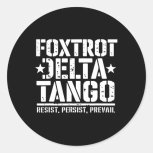 Adesivo Redondo Foxtrots Deltas Tangos Engraçado Resistência Urso