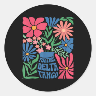 Adesivo Redondo Foxtrots Deltas Tangos Flower Boho