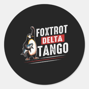 Adesivo Redondo Foxtrots Deltas Tangos Penguins Anti Trump