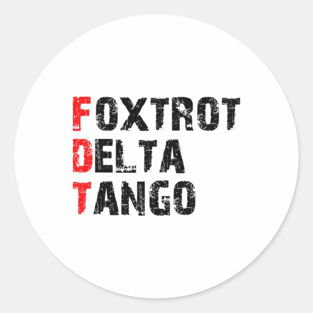 Adesivo Redondo Foxtrots Deltas Tangos Sticker (Frente)