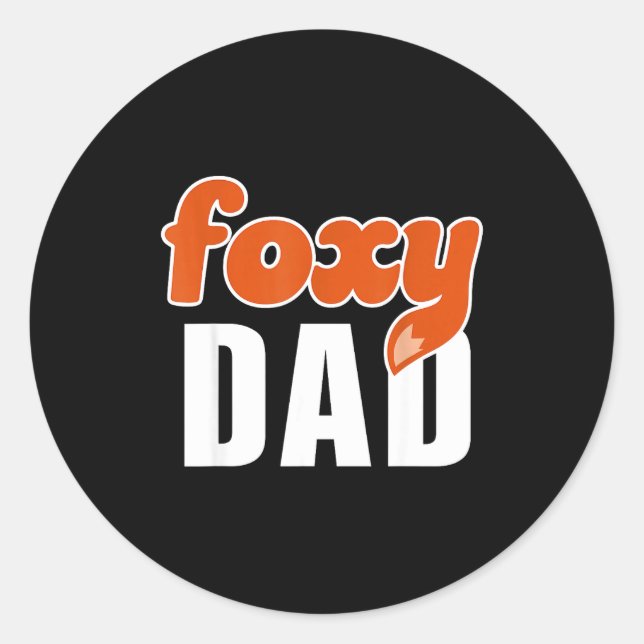 Adesivo Redondo Foxy Dad Shirt Funny Father Gift Cute Fox Cartoon  (Frente)