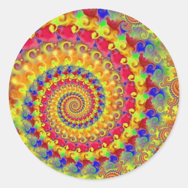 Adesivo Redondo Fractal Amarelo (Frente)