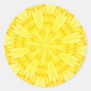 Adesivo Redondo Fractal amarelo da flor