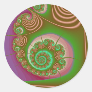 Adesivo Redondo Fractal da espiral do Seashell do cetim