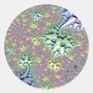Adesivo Redondo Fractal de arco-íris brilhante