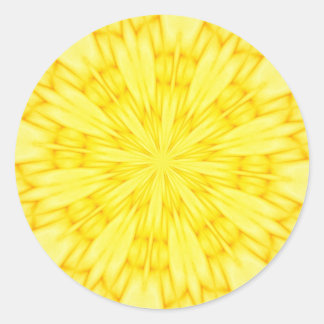 Adesivo Redondo Fractal de Flor Amarelo