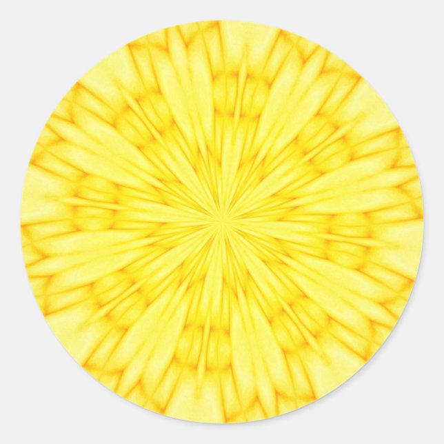 Adesivo Redondo Fractal de Flor Amarelo (Frente)