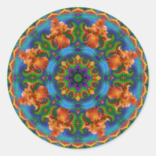 Adesivo Redondo Fractal Floral Mandala