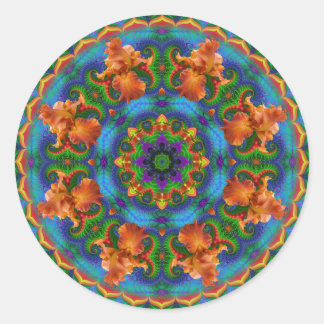 Adesivo Redondo Fractal Floral Mandala