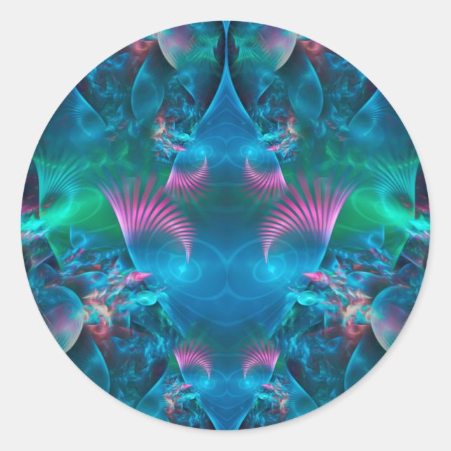 Adesivo Redondo Fractal III de apófise abstrato (Frente)