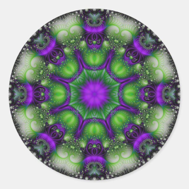 Adesivo Redondo Fractal Mandala - Delícia Lavanda (Frente)
