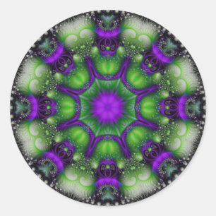 Adesivo Redondo Fractal Mandala - Delícia Lavanda