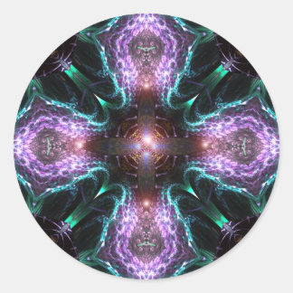 Adesivo Redondo Fractal Purple Cross Sticker