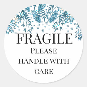 Adesivo Redondo Frágil, por favor, manuseie cuidadosamente a flora